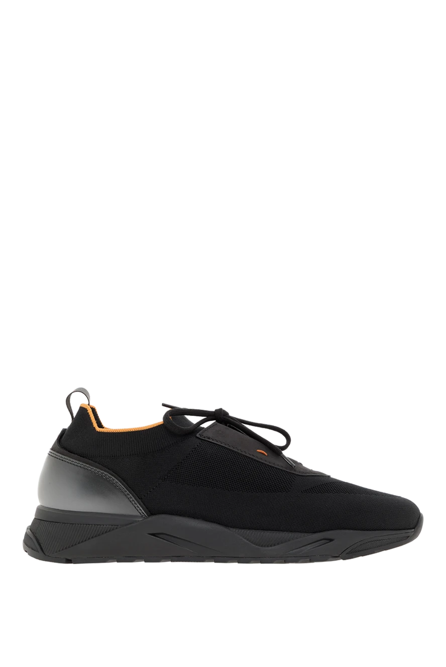 Santoni созылған тоқылған ерлер қара кроссовкалары 188196 - фото 1