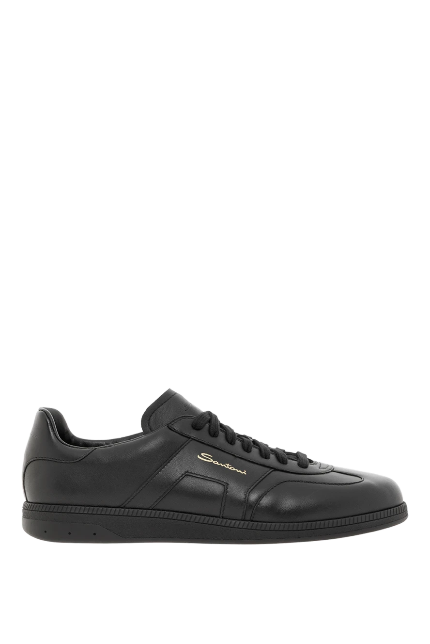 Santoni қара былғарыдан жасалған ерлерге арналған танымал dbs oly кроссовкалары 188198 - фото 1