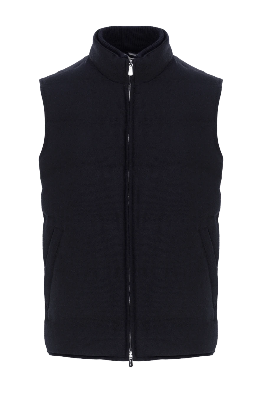 Enrico Mandelli мужской теплый жилет из шерсти и кашемира синего цвета 188248 - фото 1