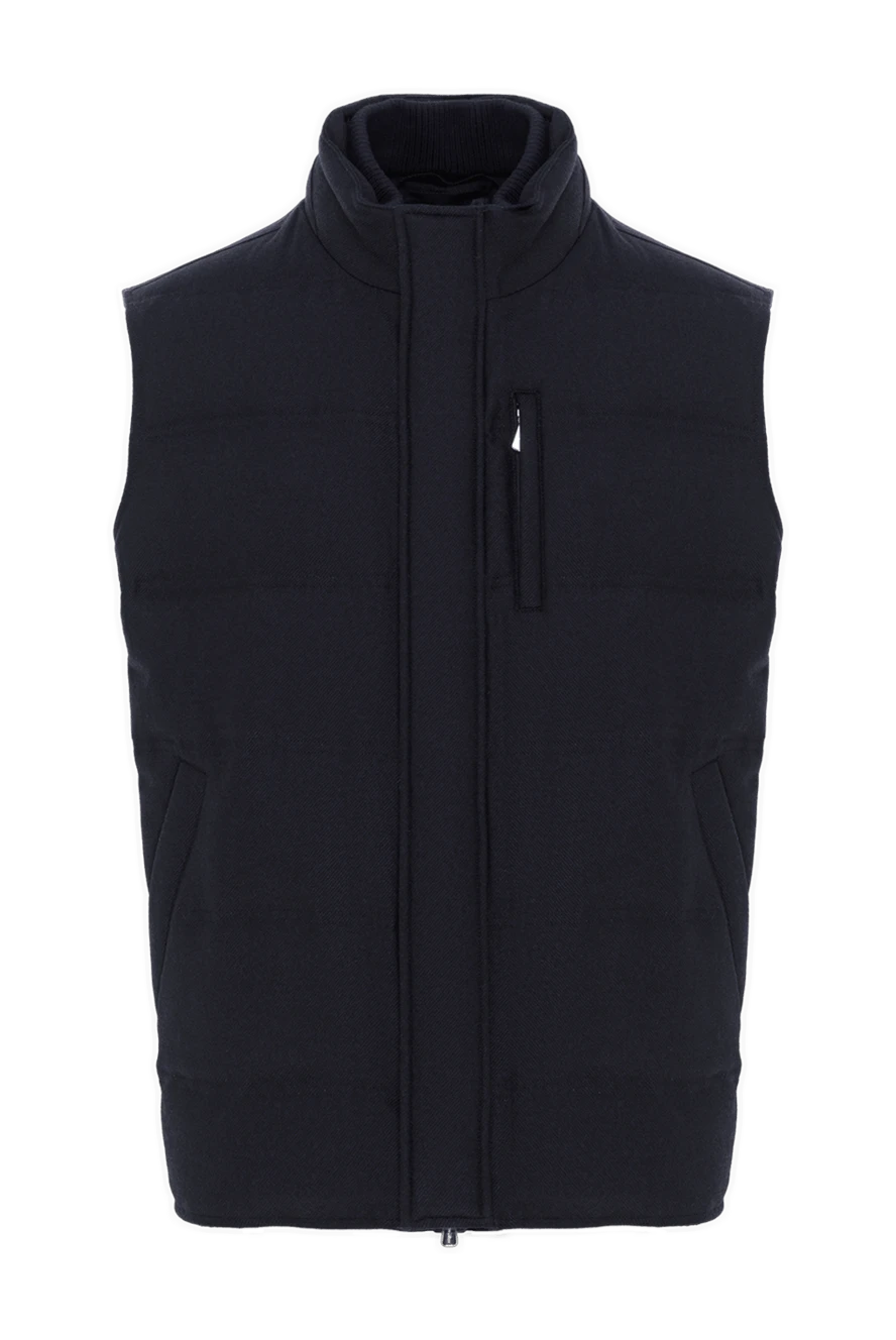 Enrico Mandelli мужской теплый жилет из шерсти и кашемира темно-синего цвета 188249 - фото 1