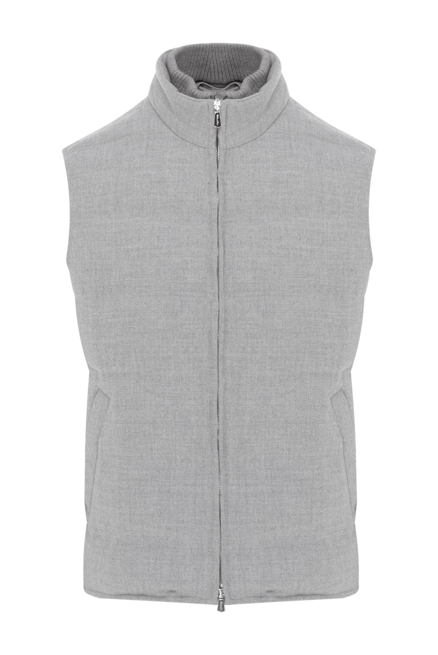 Enrico Mandelli мужской теплый жилет из шерсти и кашемира светло-серого цвета 188250 - фото 1