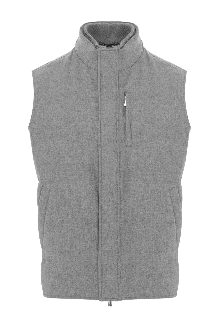Enrico Mandelli мужской теплый жилет из шерсти и кашемира серого цвета 188251 - фото 1