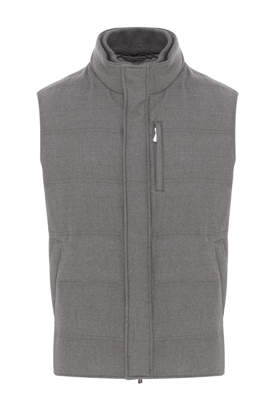 Enrico Mandelli мужской теплый жилет из шерсти и кашемира темно-серого цвета 188252 - фото 1