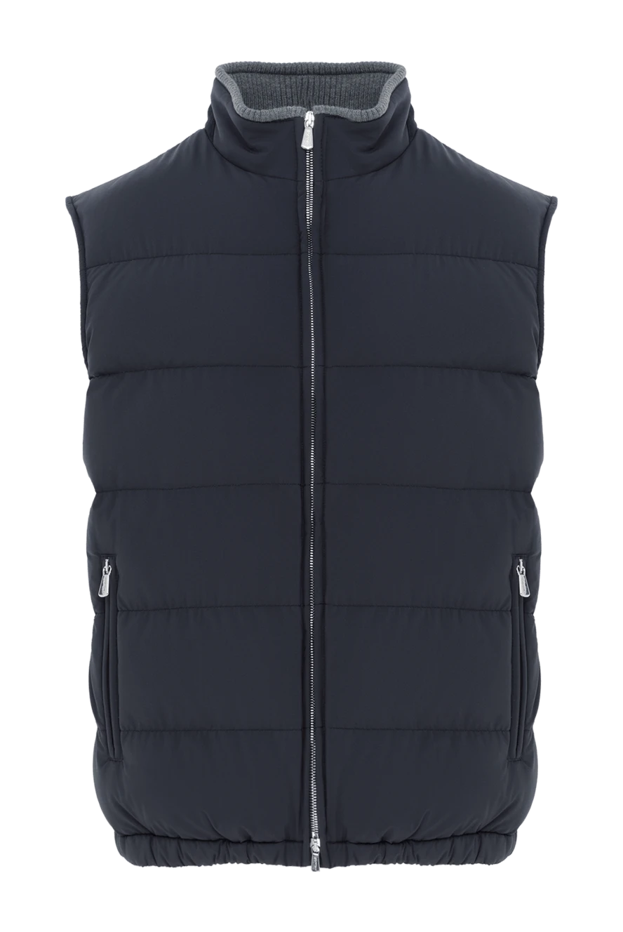 Enrico Mandelli мужской пуховый жилет темно-синего цвета на молнии 188253 - фото 1