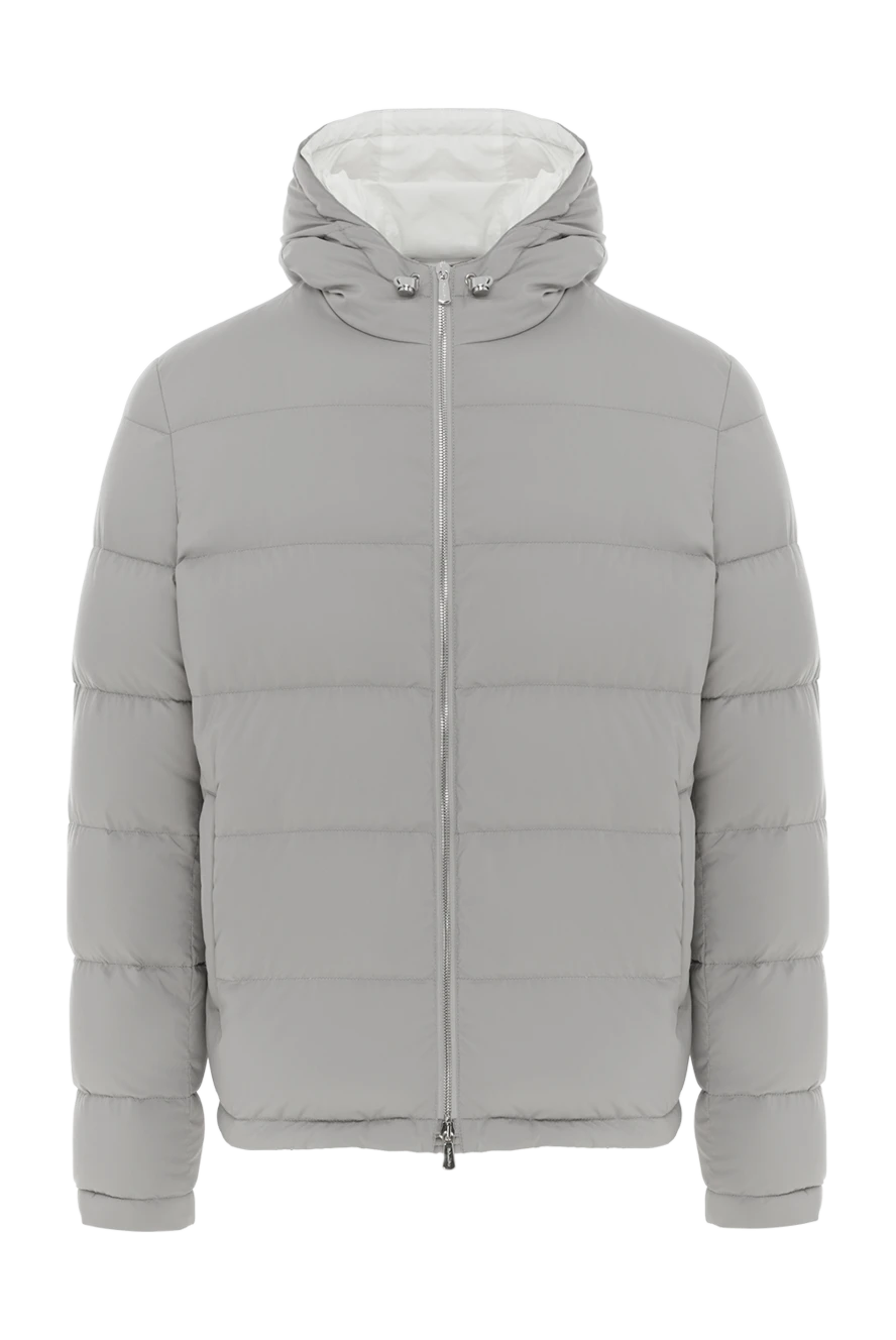 Enrico Mandelli светло-серый мужской пуховик стеганый с капюшоном 188257 - фото 1
