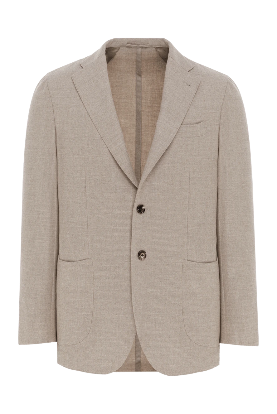 Enrico Mandelli песочный пиджак из шерсти и кашемира с накладными карманами 188264 - фото 1