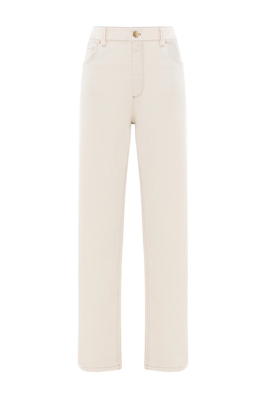 Brunello Cucinelli белые хлопковые джинсы с цепочкой мониль женские 188311 - фото 1