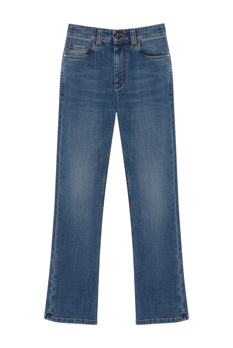 Brunello Cucinelli синие джинсы из хлопка с эффектом потертости 188318 - фото 1