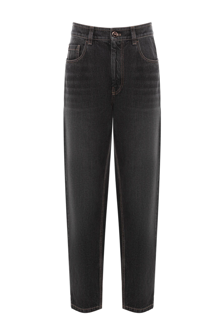 Brunello Cucinelli джинсы женские из хлопка темно-серые 188320 - фото 1