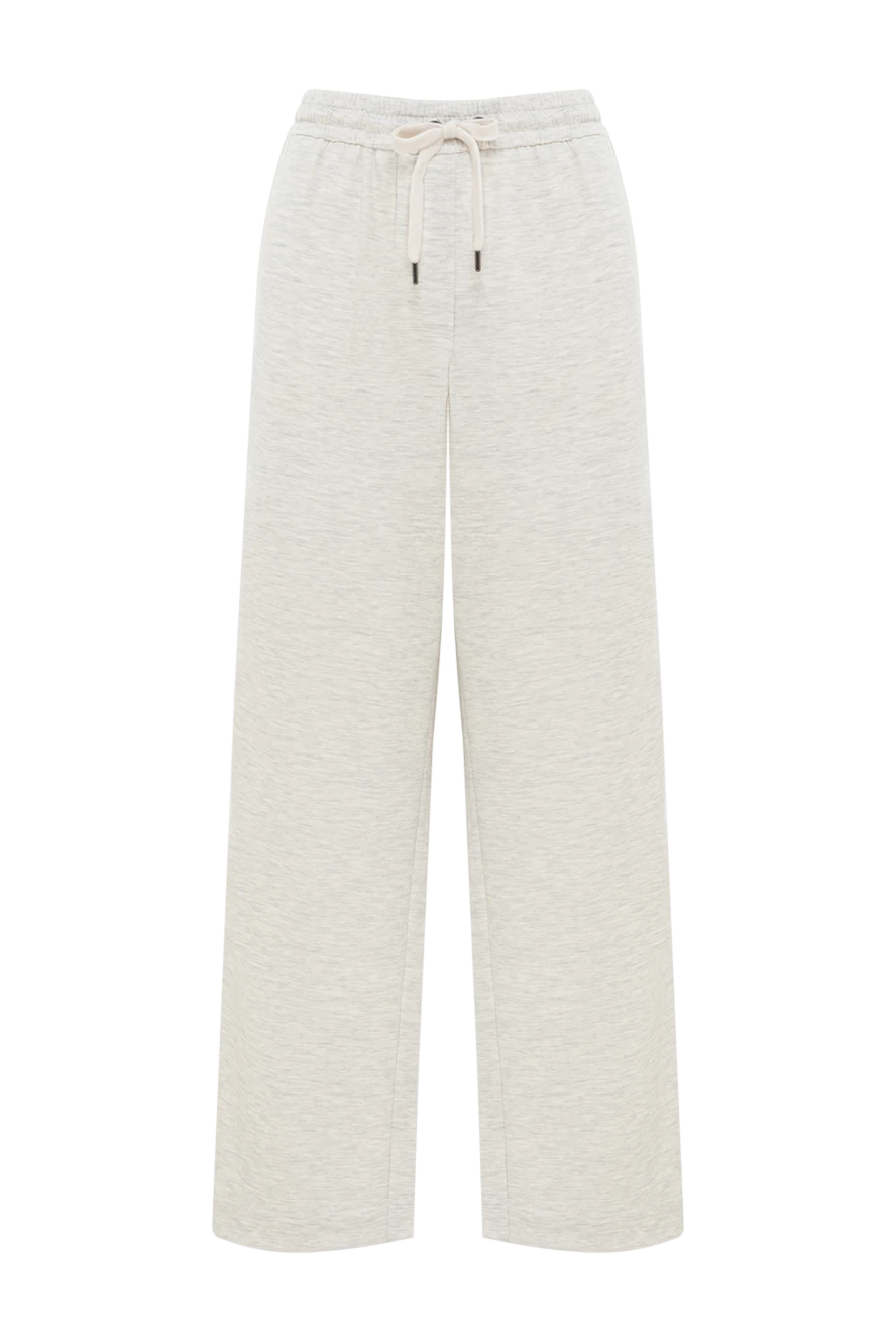 Brunello Cucinelli женские брюки travelwear из серого интерлока на основе хлопка и шелка 188372 - фото 1