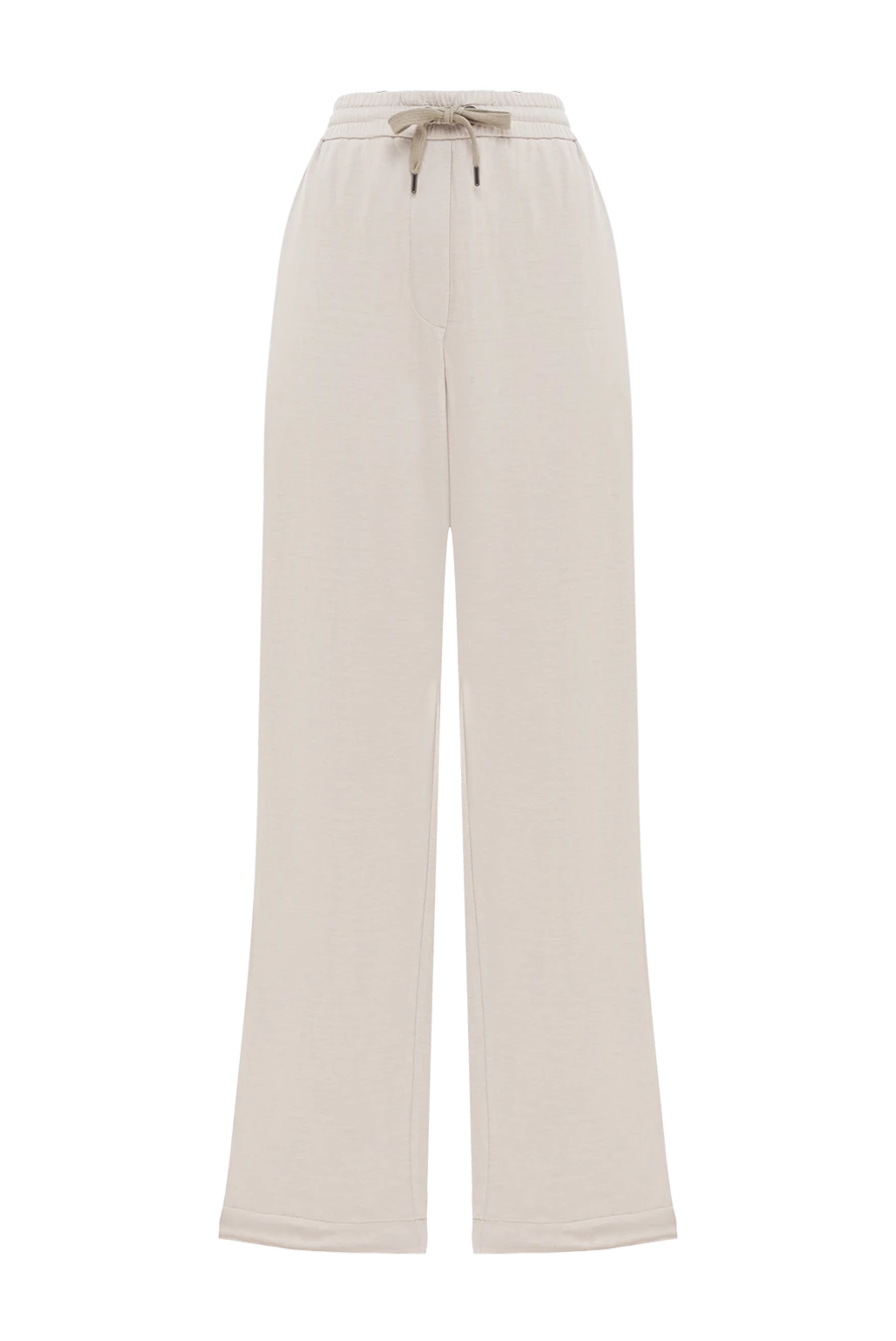 Brunello Cucinelli әйелдерге арналған бежевый түсті мақта және жібек матадан жасалған саяхат шалбары 188373 - фото 1