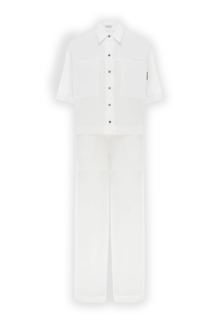 Brunello Cucinelli монил тізбегі бар ақ органза шалбар костюмі 188379 - фото 1