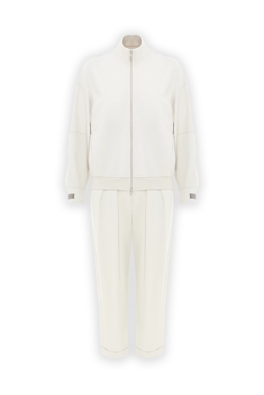 Brunello Cucinelli жеңіл серпімді мақта матадан жасалған ақ түсті әйелдер серуенге арналған костюмі 188380 - фото 1