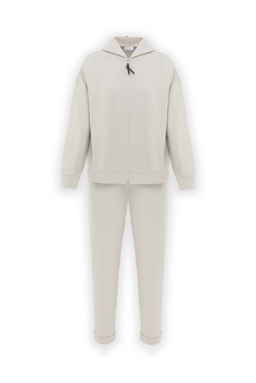 Brunello Cucinelli elegant beige women's walking suit decorated with a monili chain 188386 - photo 1