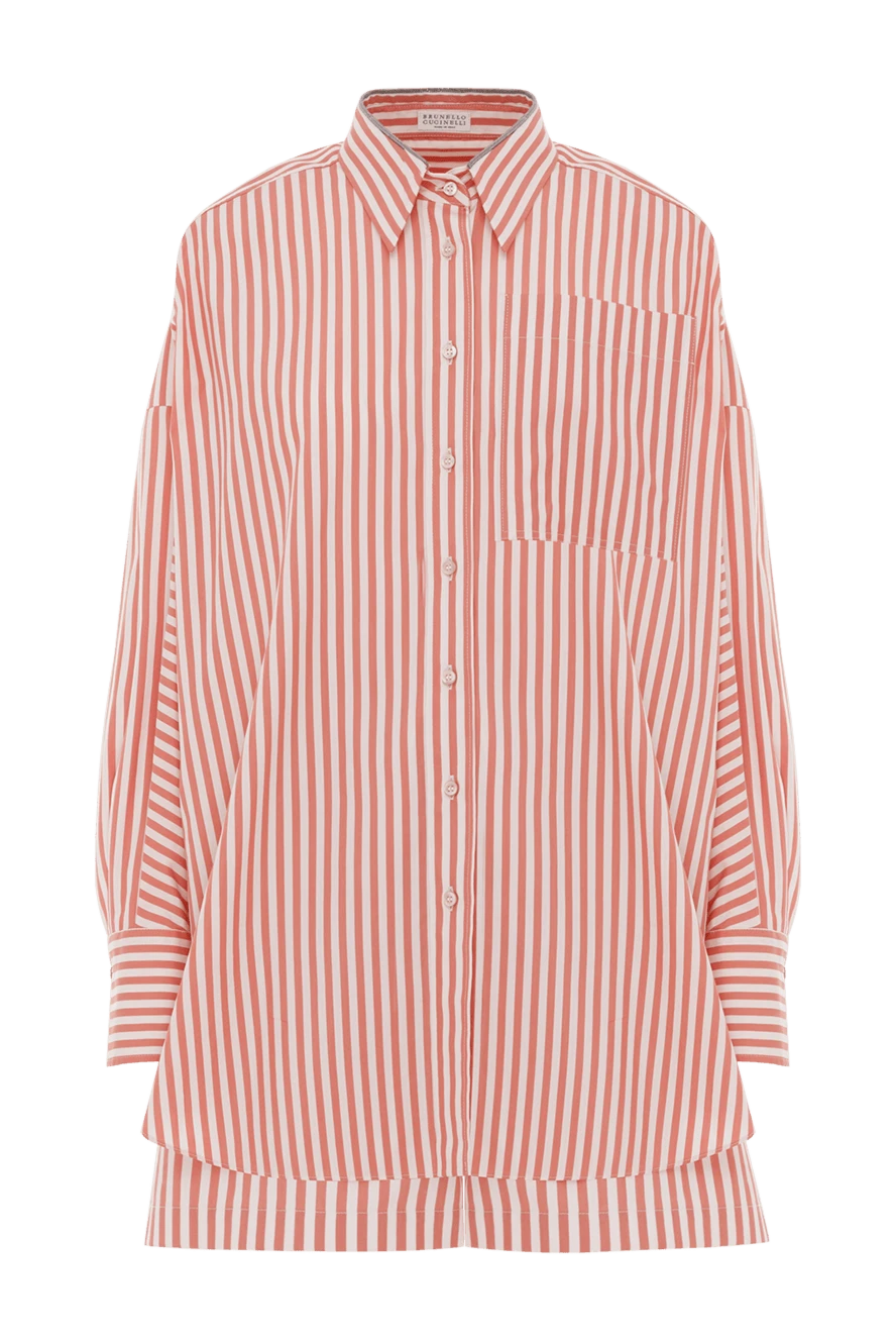 Brunello Cucinelli мақта және жібек жолақты кең қысқа шалбары бар қызыл костюм 188390 - фото 1