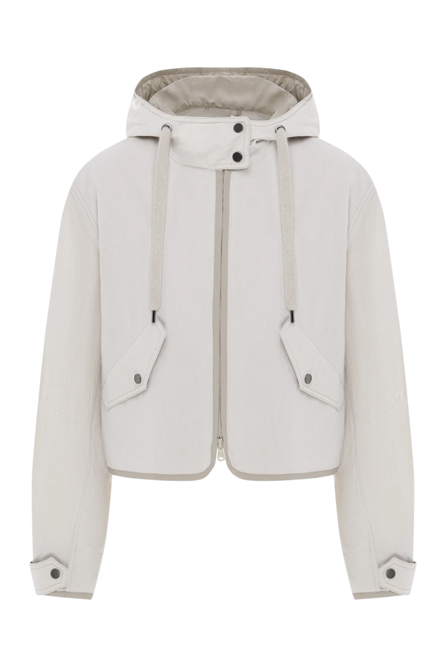 Brunello Cucinelli әйелдерге арналған қысқа мақта-мата қоспасы капюшонды күрте 188396 - фото 1