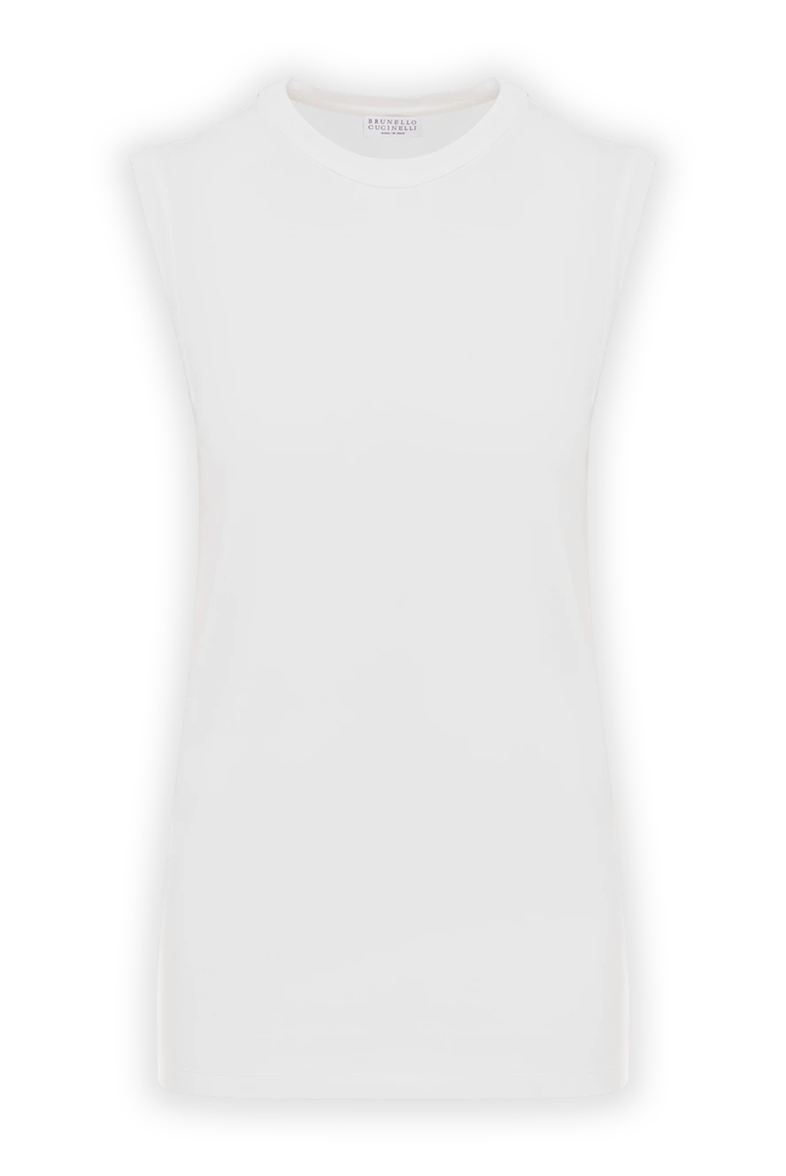 Brunello Cucinelli обтягивающий топ из хлопка с цепочкой мониль 188447 - фото 1