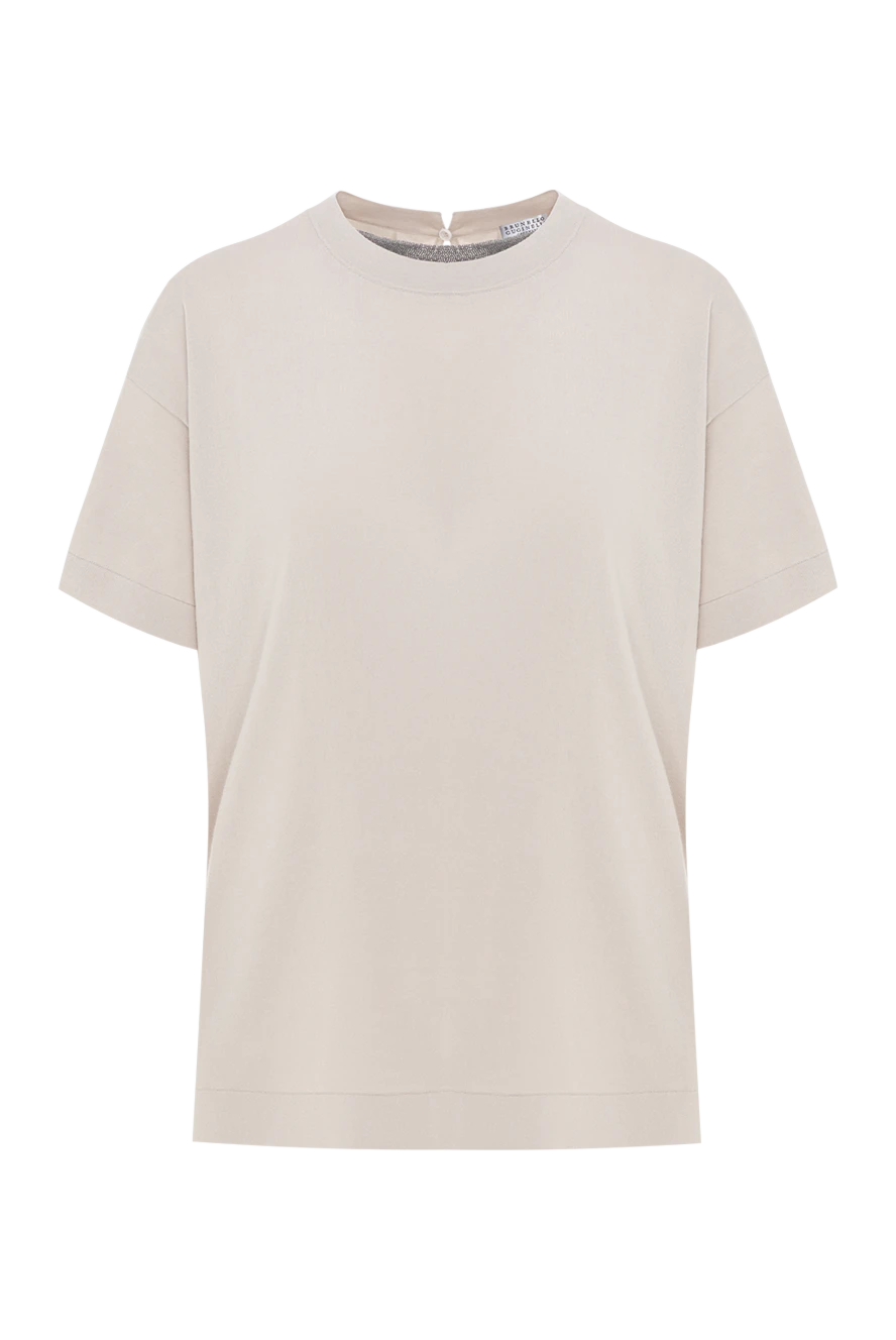 Brunello Cucinelli мониль тізбегі бар бежевый мақта-матадан жасалған әйелдер футболкасы 188448 - фото 1