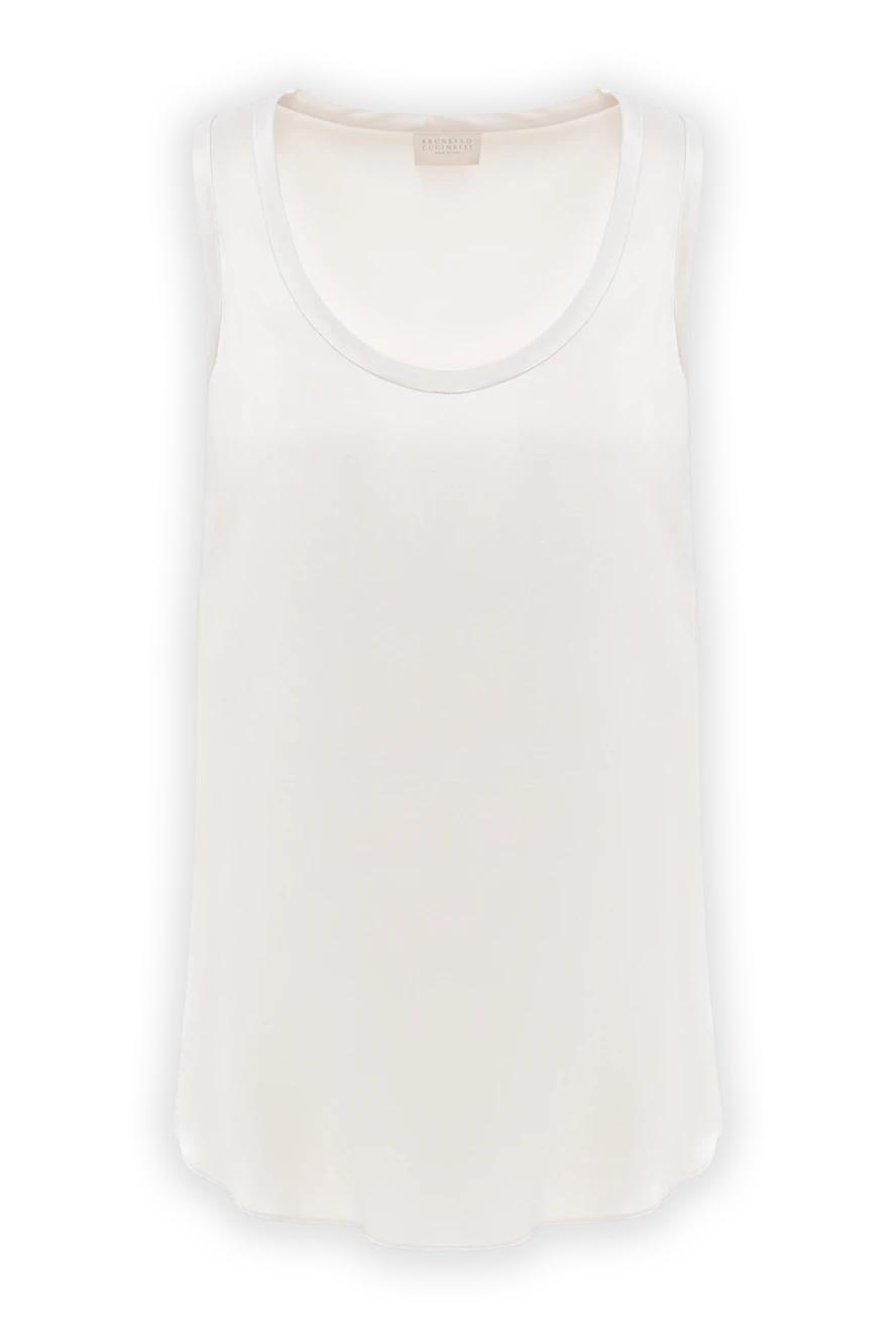 Brunello Cucinelli двусторонний топ из эластичного шелкового атласа бежевый 188457 - фото 1