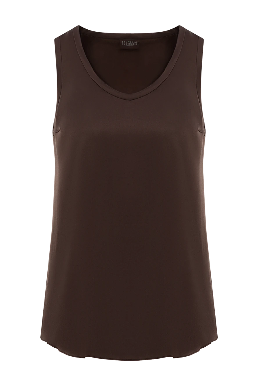 Brunello Cucinelli қоңыр серпімді жібек атлас үсті 188459 - фото 1