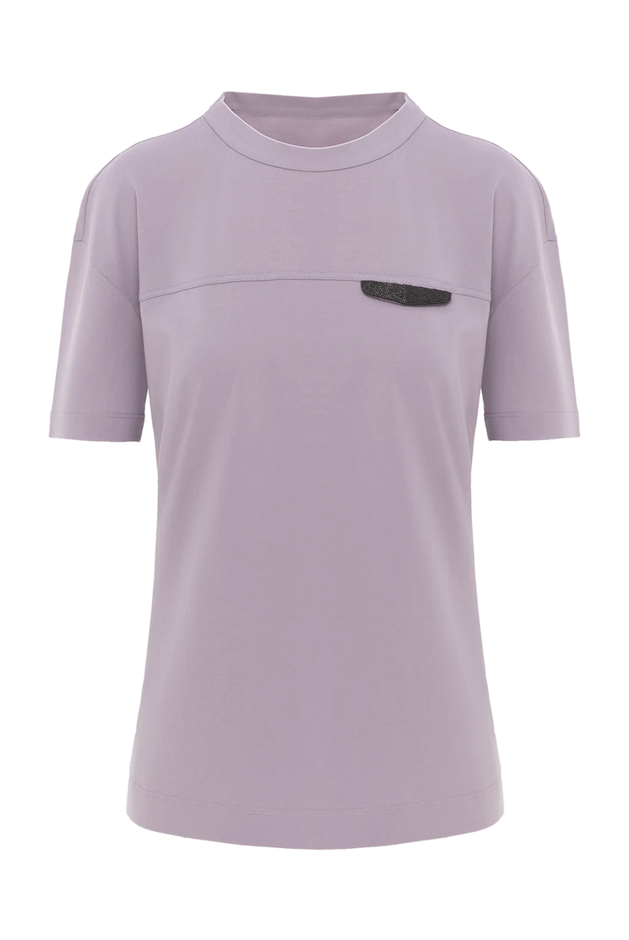 Brunello Cucinelli легкая футболка из хлопкового джерси с блестящей отделкой 188475 - фото 1