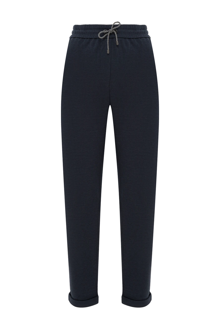 Brunello Cucinelli dark blue cotton and silk sweatpants 188481 - photo 1