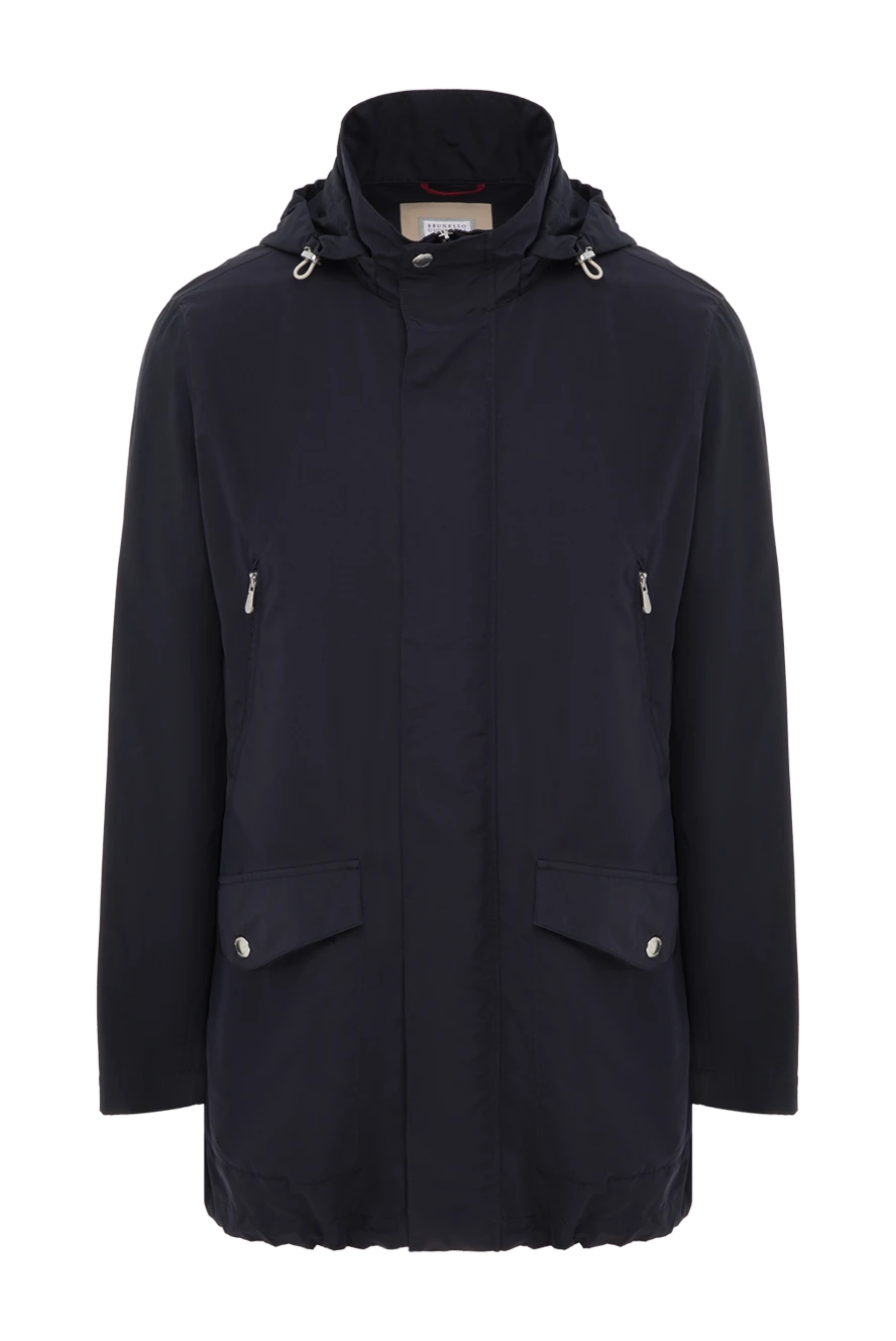 Brunello Cucinelli водонепроницаемая куртка со съемным капюшоном синяя 188674 - фото 1