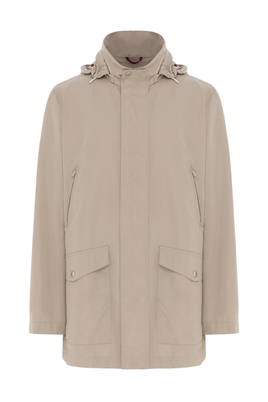 Brunello Cucinelli мужская куртка-ветровка с капюшоном бежевая 188677 - фото 1