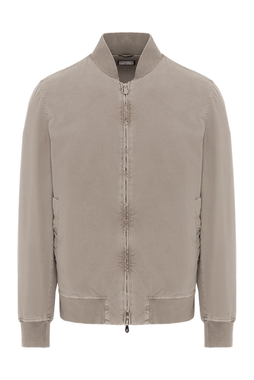 Brunello Cucinelli мужская куртка бомбер бежевая из хлопка 188681 - фото 1