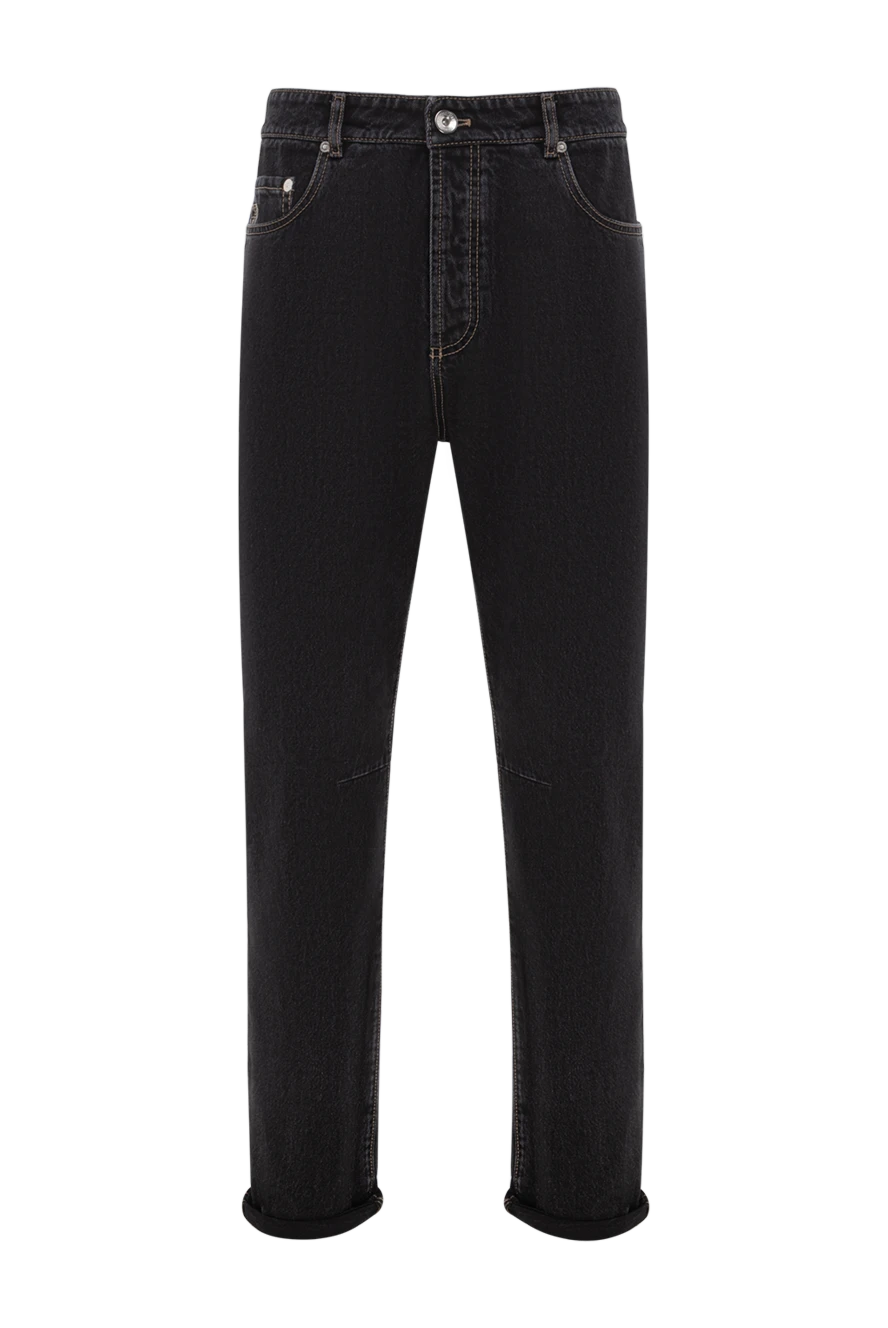 Brunello Cucinelli зауженные джинсы из хлопка с логотипом серые 188683 - фото 1