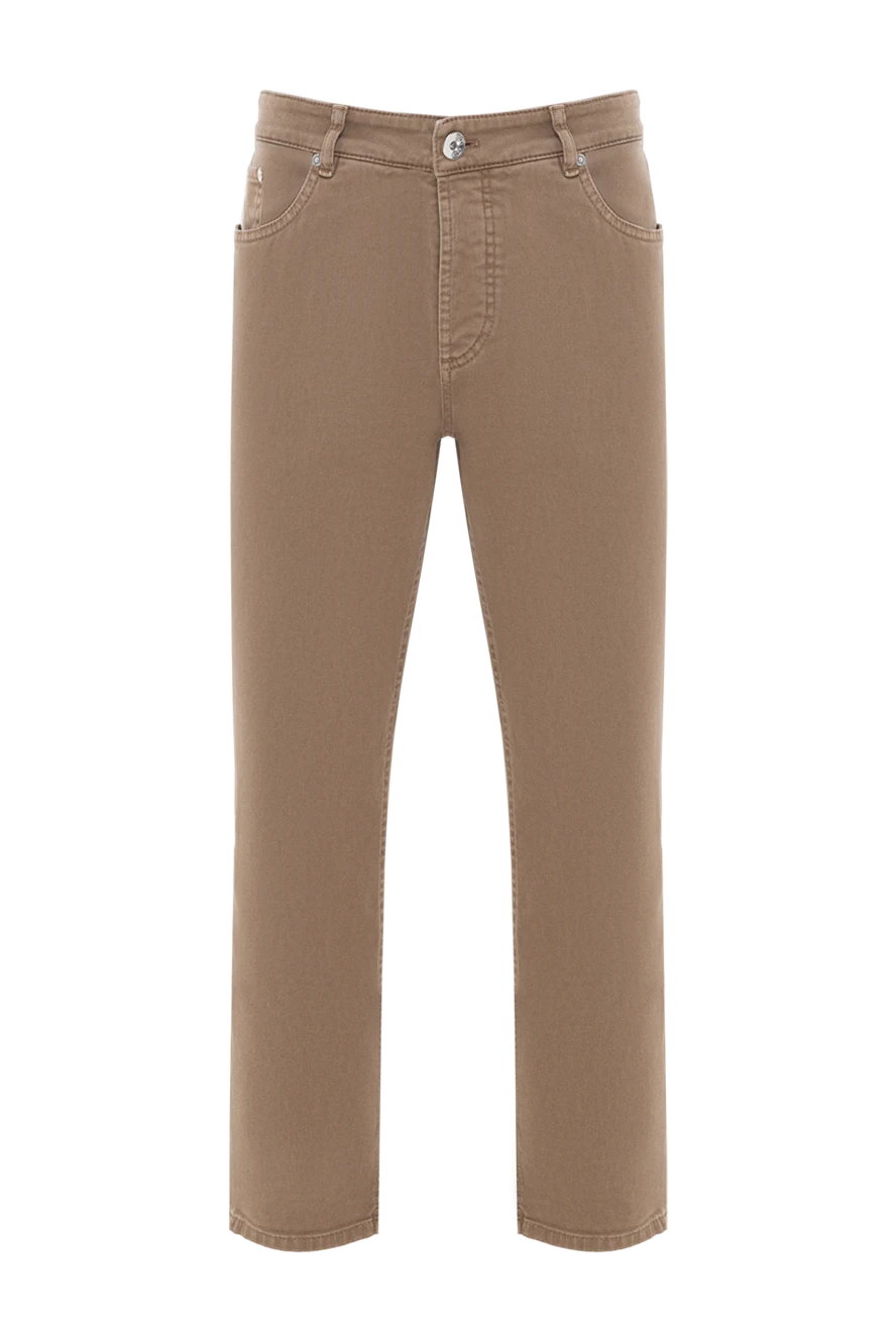 Brunello Cucinelli мужские бежевые джинсы с пятью карманами из эластичного хлопка 188685 - фото 1