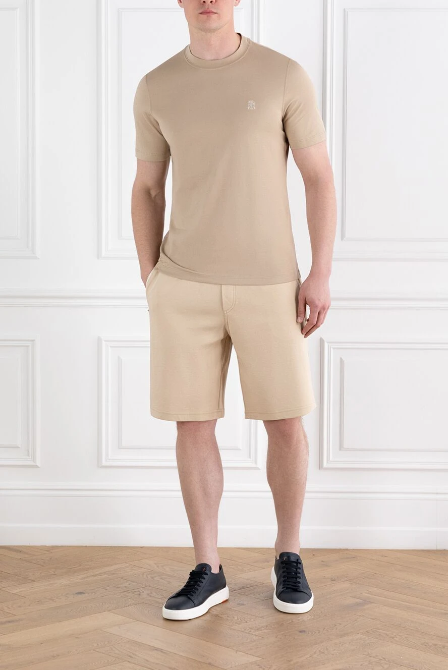 Brunello Cucinelli cotton jersey crew neck logo t-shirt beige 188696 - photo 1