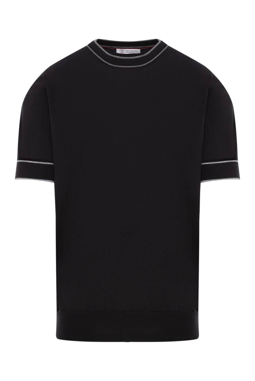 Brunello Cucinelli black men's t-shirt with contrasting cotton trim 188697 - photo 1