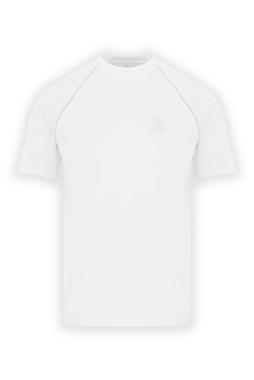 Brunello Cucinelli white cotton t-shirt with logo and raglan sleeves for men 188698 - photo 1