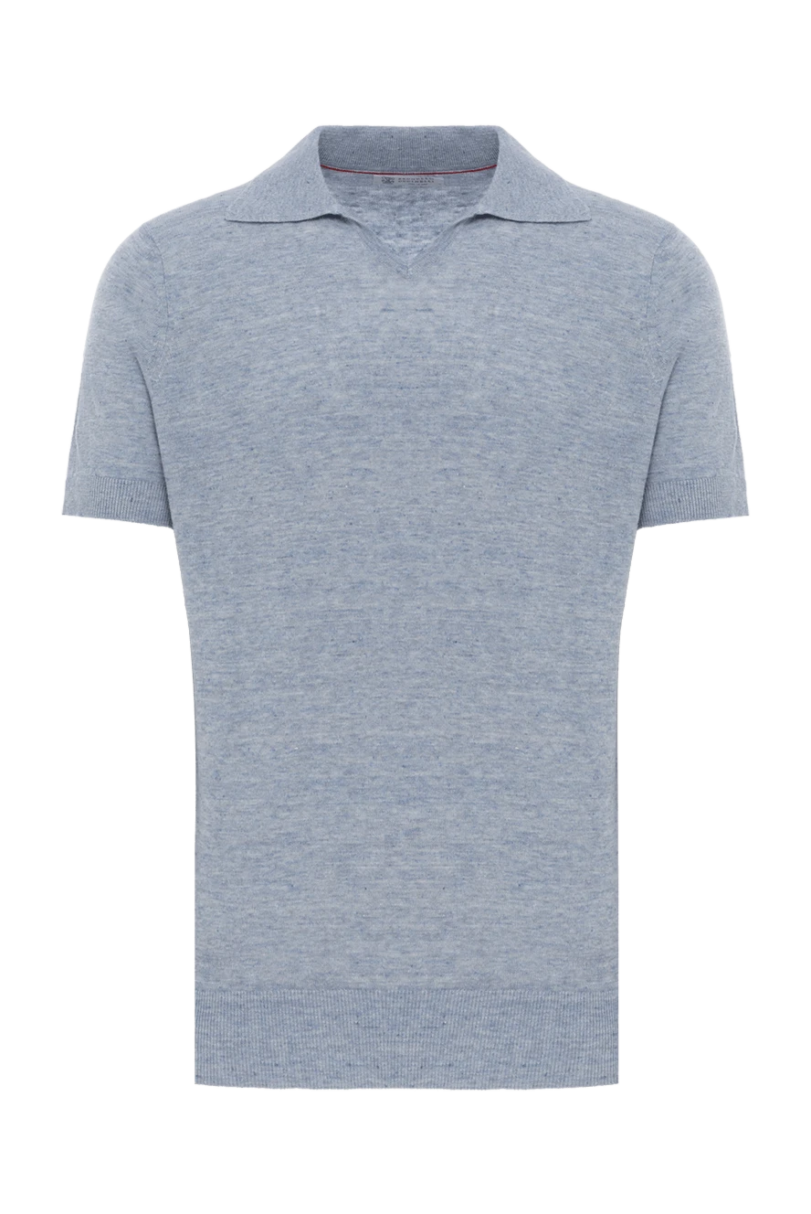Brunello Cucinelli blue melange cotton polo shirt without fastening 188700 - photo 1