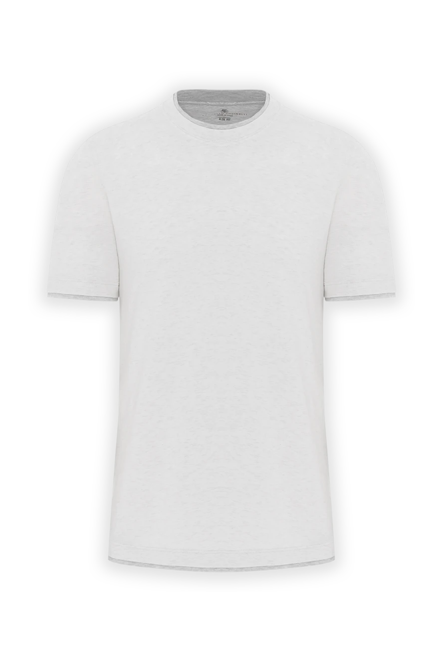 Brunello Cucinelli white men's cotton t-shirt in layered style 188703 - photo 1