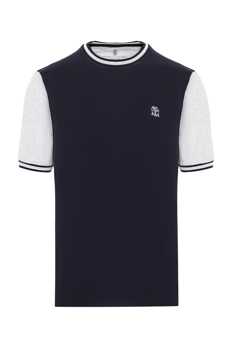 Brunello Cucinelli футболка синяя с белыми рукавами и вышивкой
188708 - фото 1