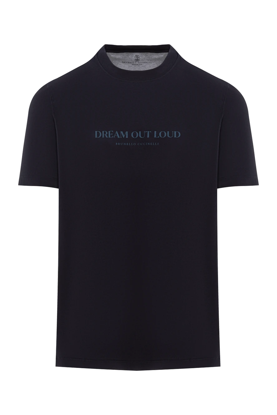 Brunello Cucinelli футболка мужская темно-синяя с принтом dream out loud 188711 - фото 1