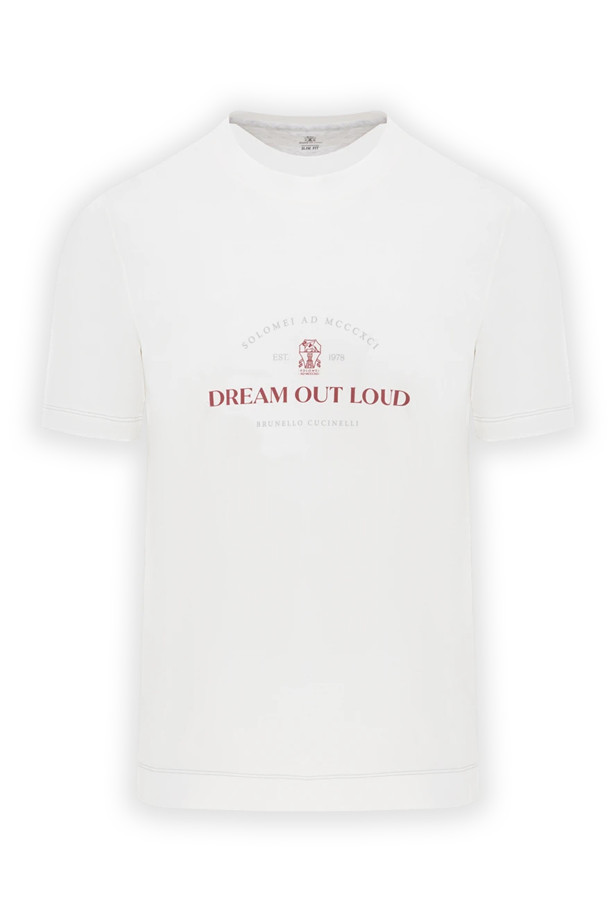 Brunello Cucinelli white cotton jersey t-shirt with burgundy logo and lettering 188715 - photo 1