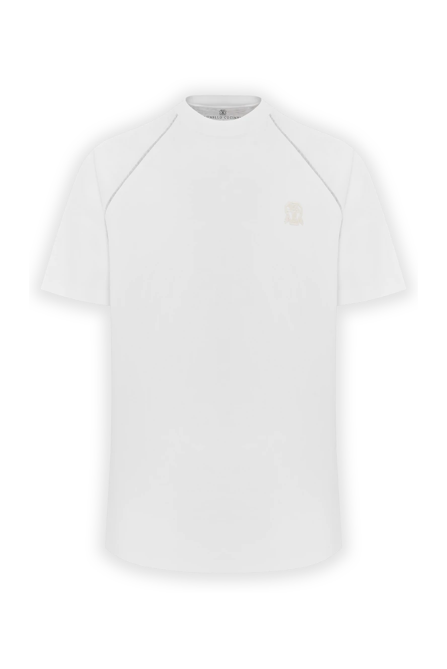 Brunello Cucinelli white cotton men's t-shirt with monili chain 188719 - photo 1