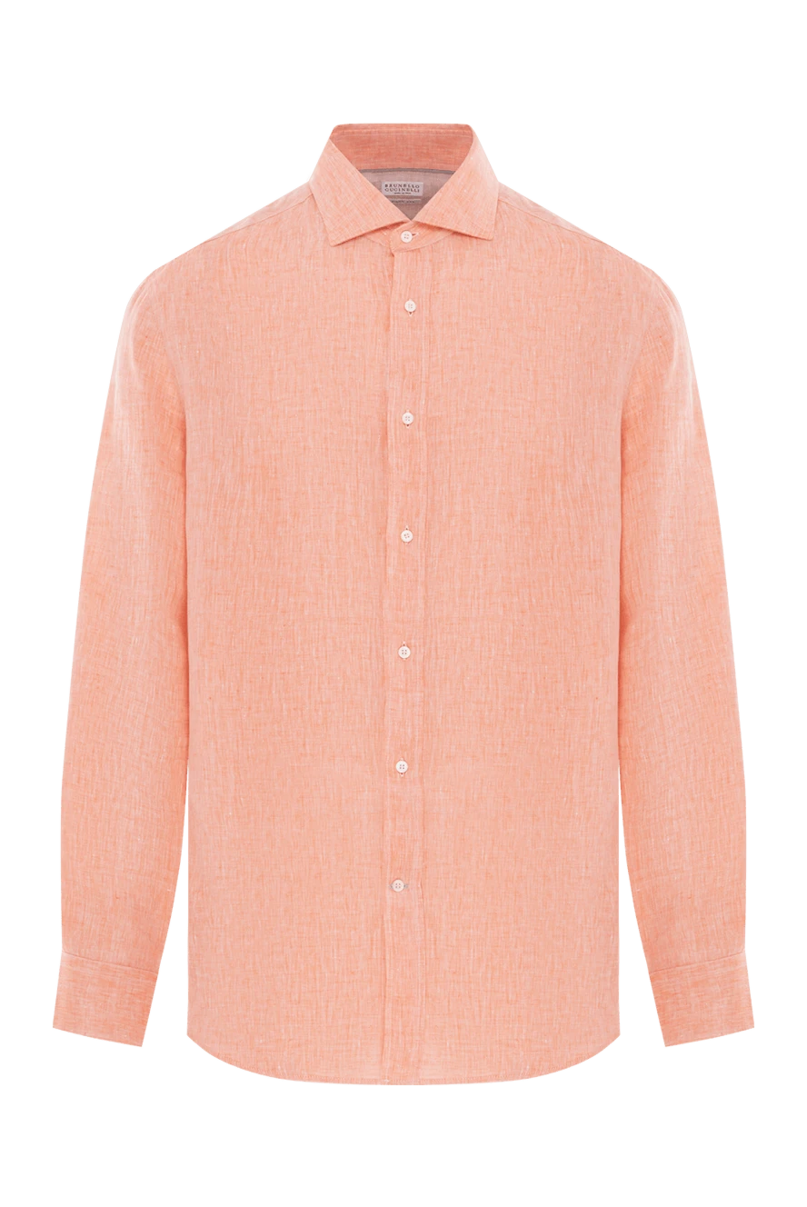 Brunello Cucinelli ерлерге арналған қызғылт сары зығыр көйлегі 188724 - фото 1