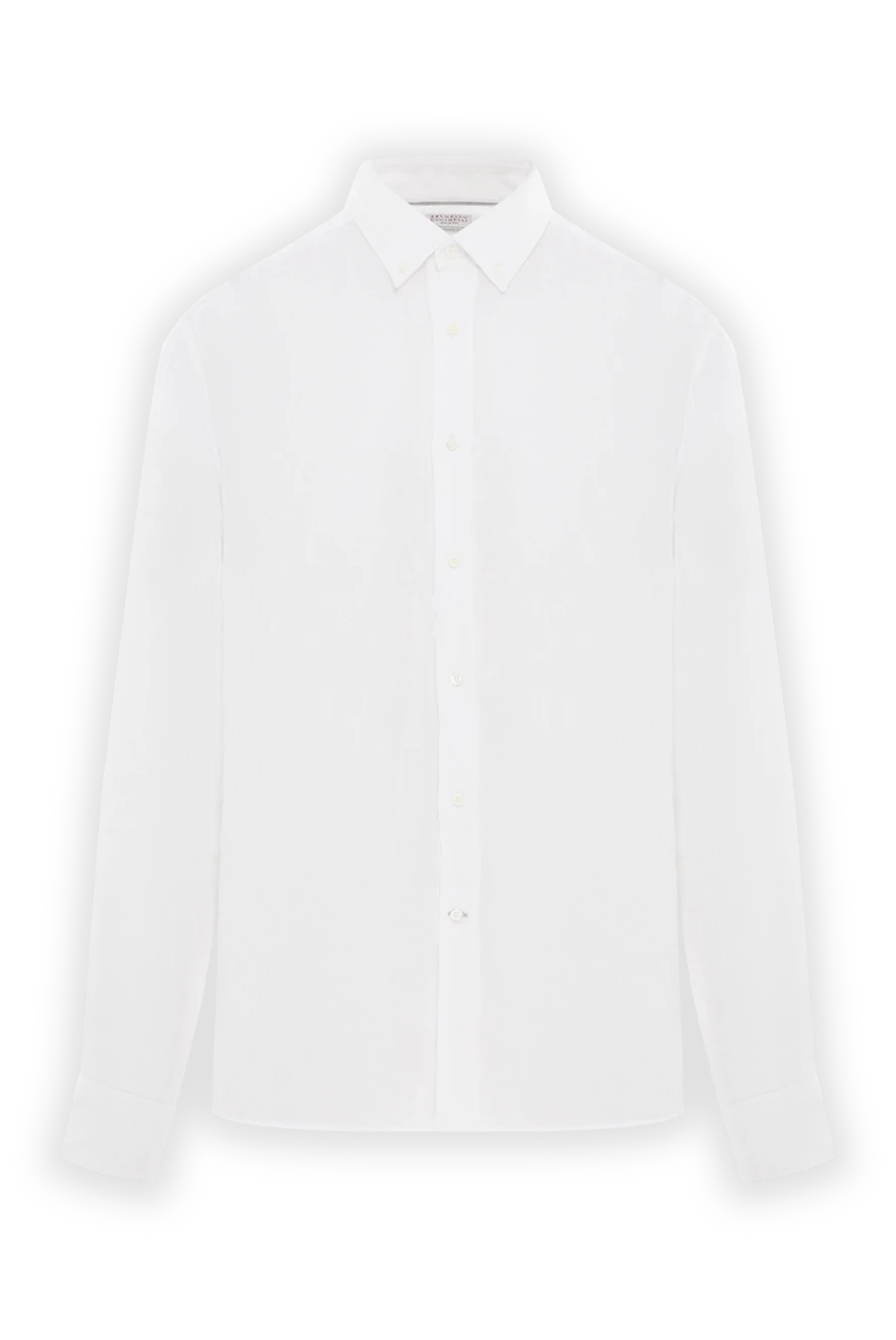 Brunello Cucinelli classic white linen shirt for men 188729 - photo 1