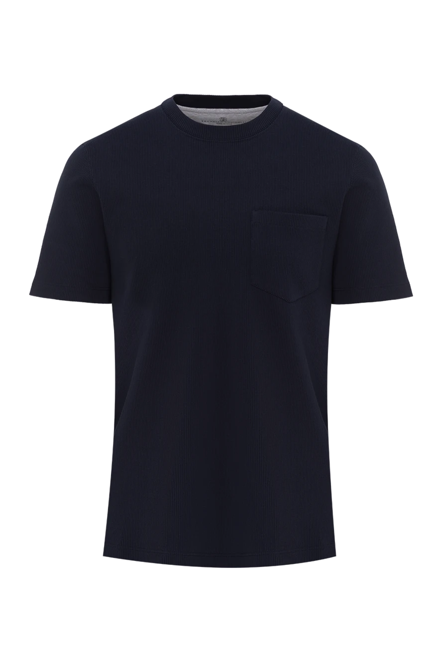 Brunello Cucinelli ерлерге арналған кәдімгі көк мақтадан жасалған футболка 188733 - фото 1