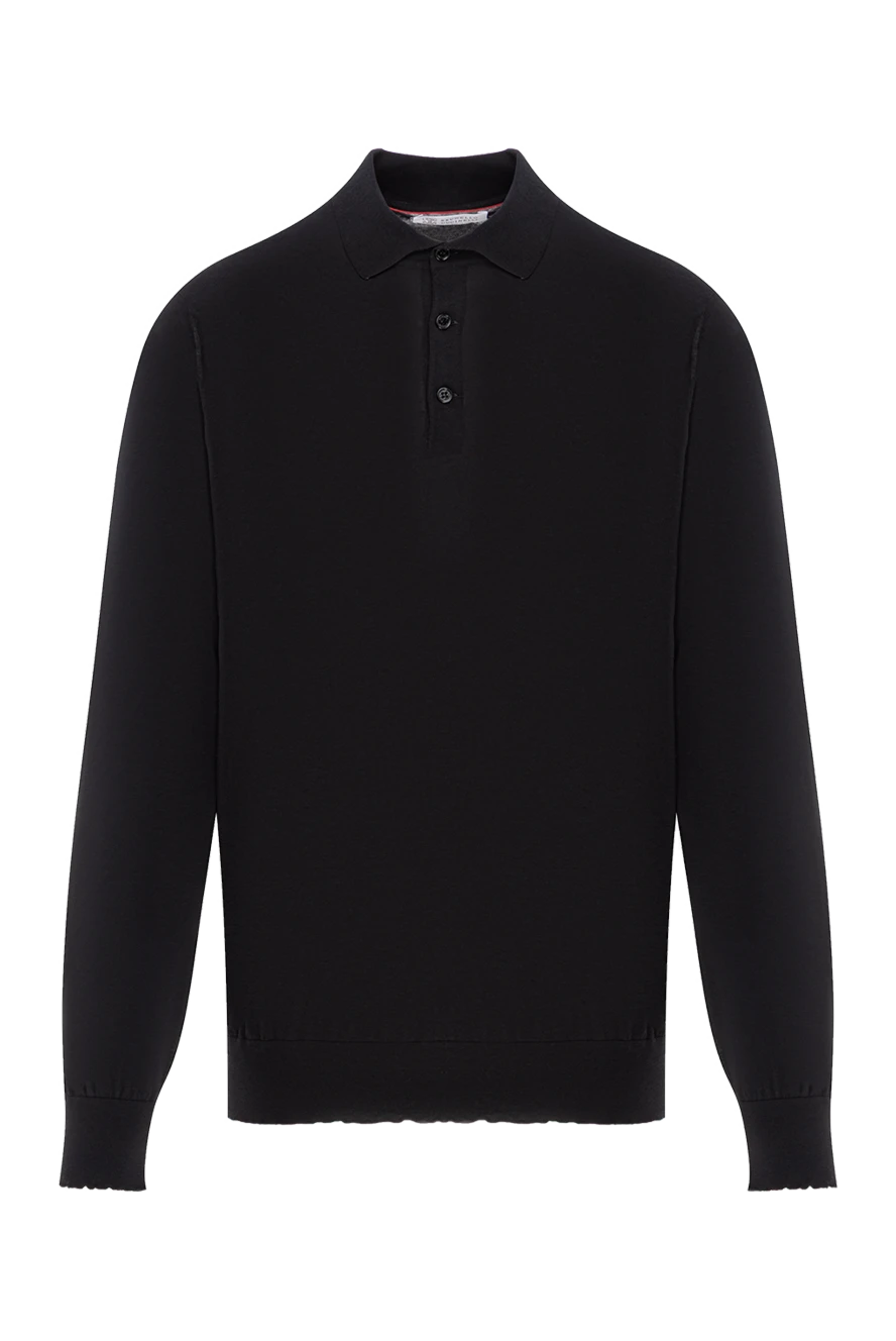 Brunello Cucinelli черное мужское поло с длинным рукавом из хлопка и шелка 188751 - фото 1