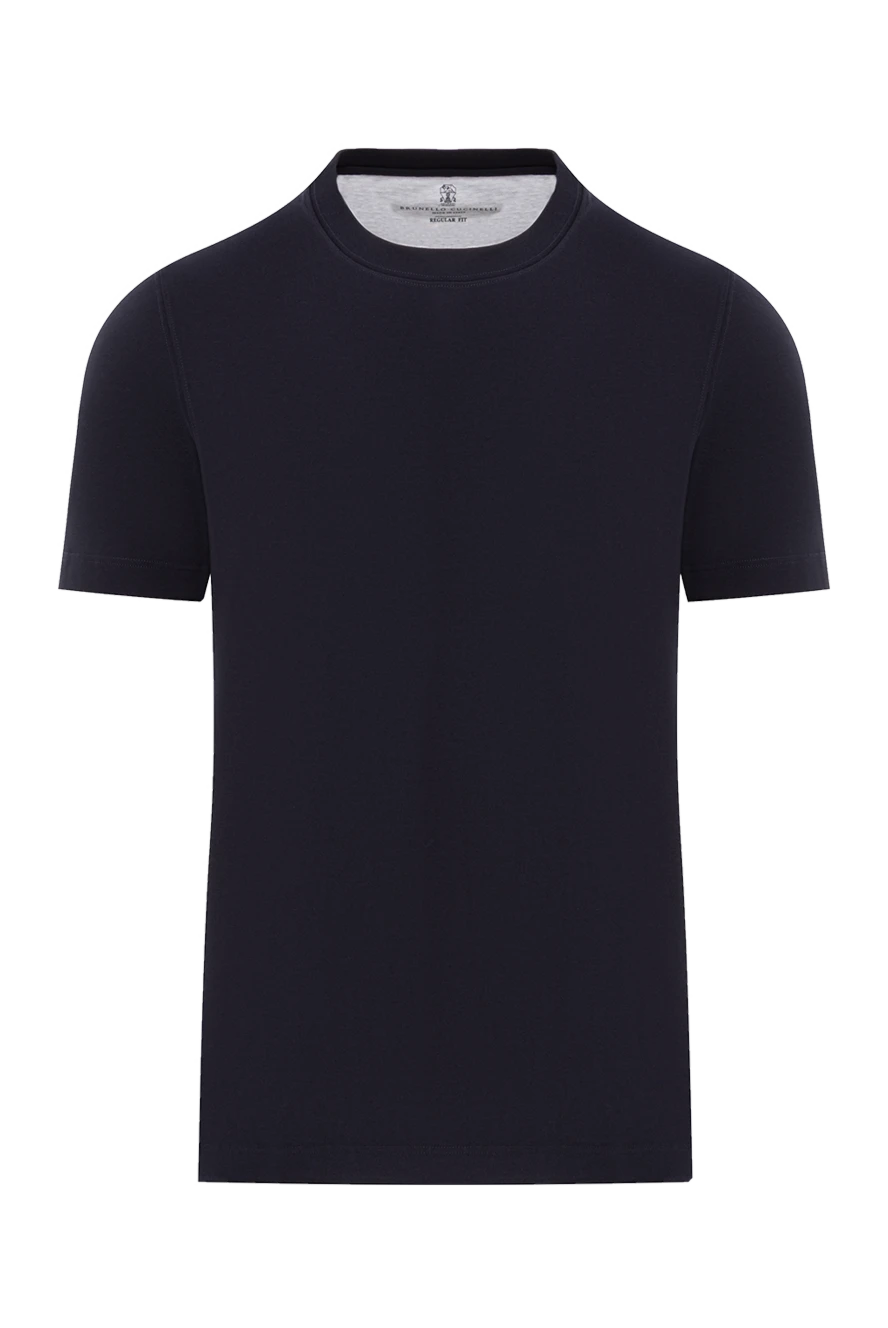 Brunello Cucinelli мақтадан тігілген өрнексіз қара ерлерге арналған футболка 188772 - фото 1