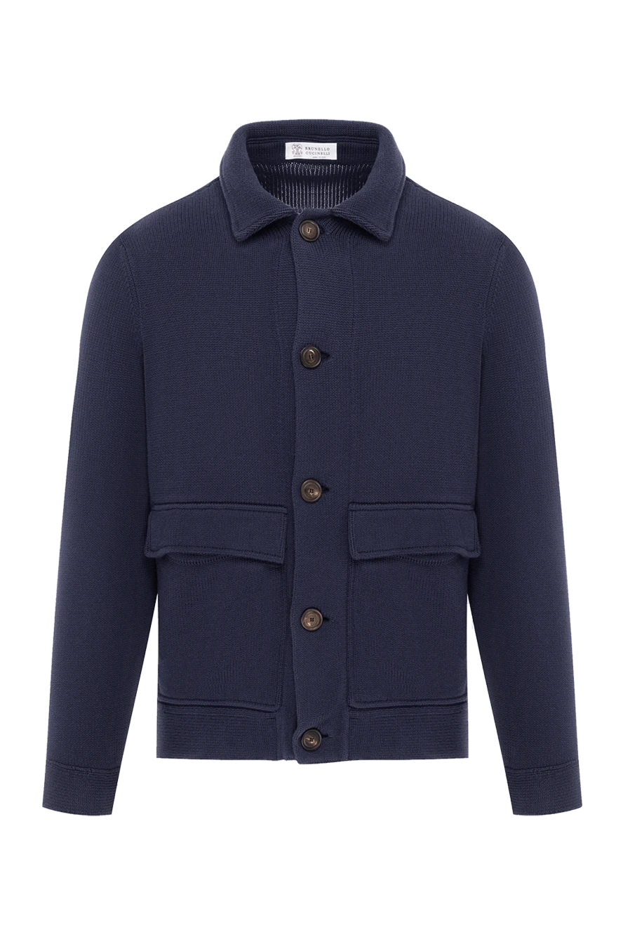 Brunello Cucinelli ерлерге арналған найзағайлы көк мақтадан тоқылған кардиганы 188776 - фото 1