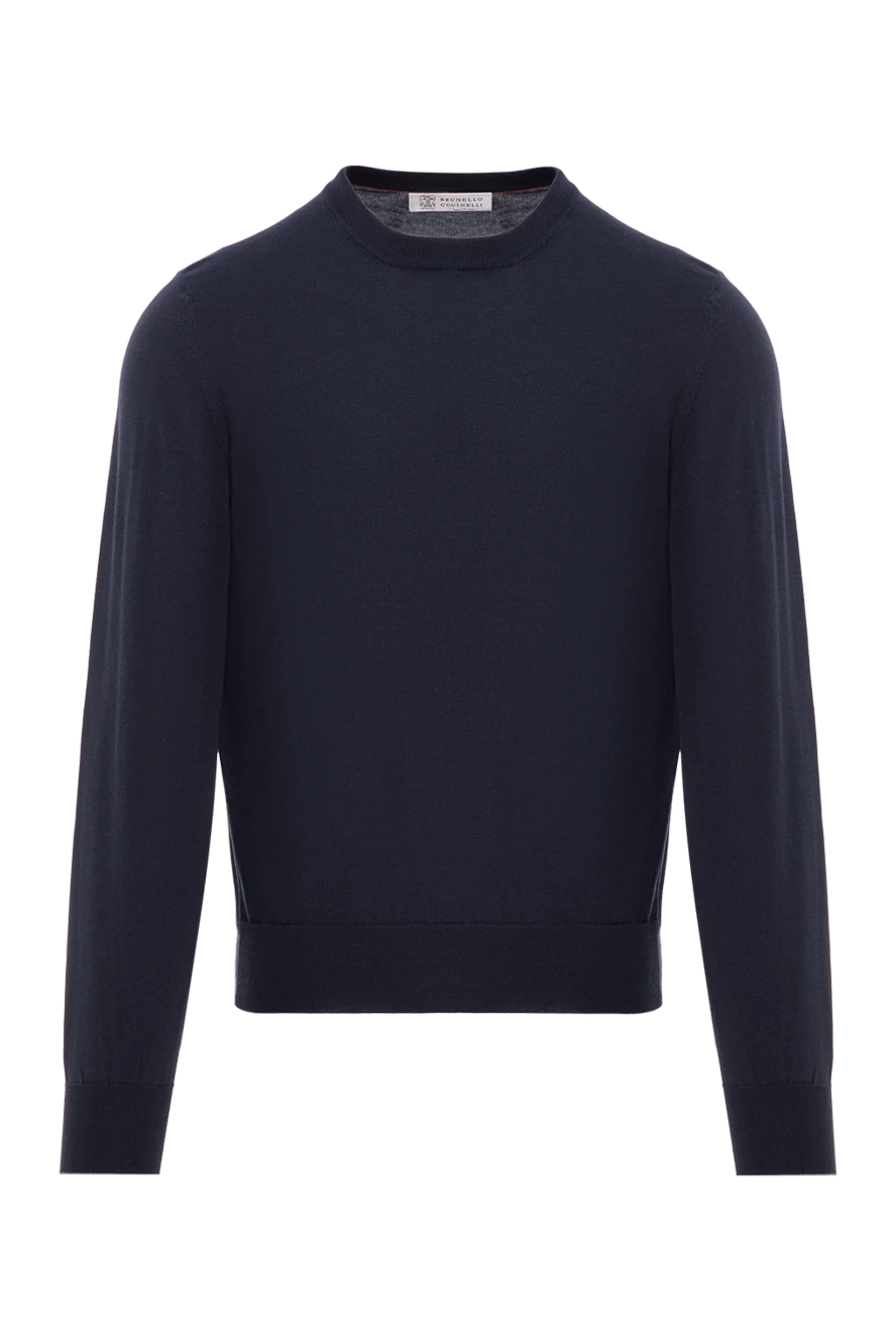 Brunello Cucinelli джемпер с длинным рукавом синий мужской из хлопка 188781 - фото 1