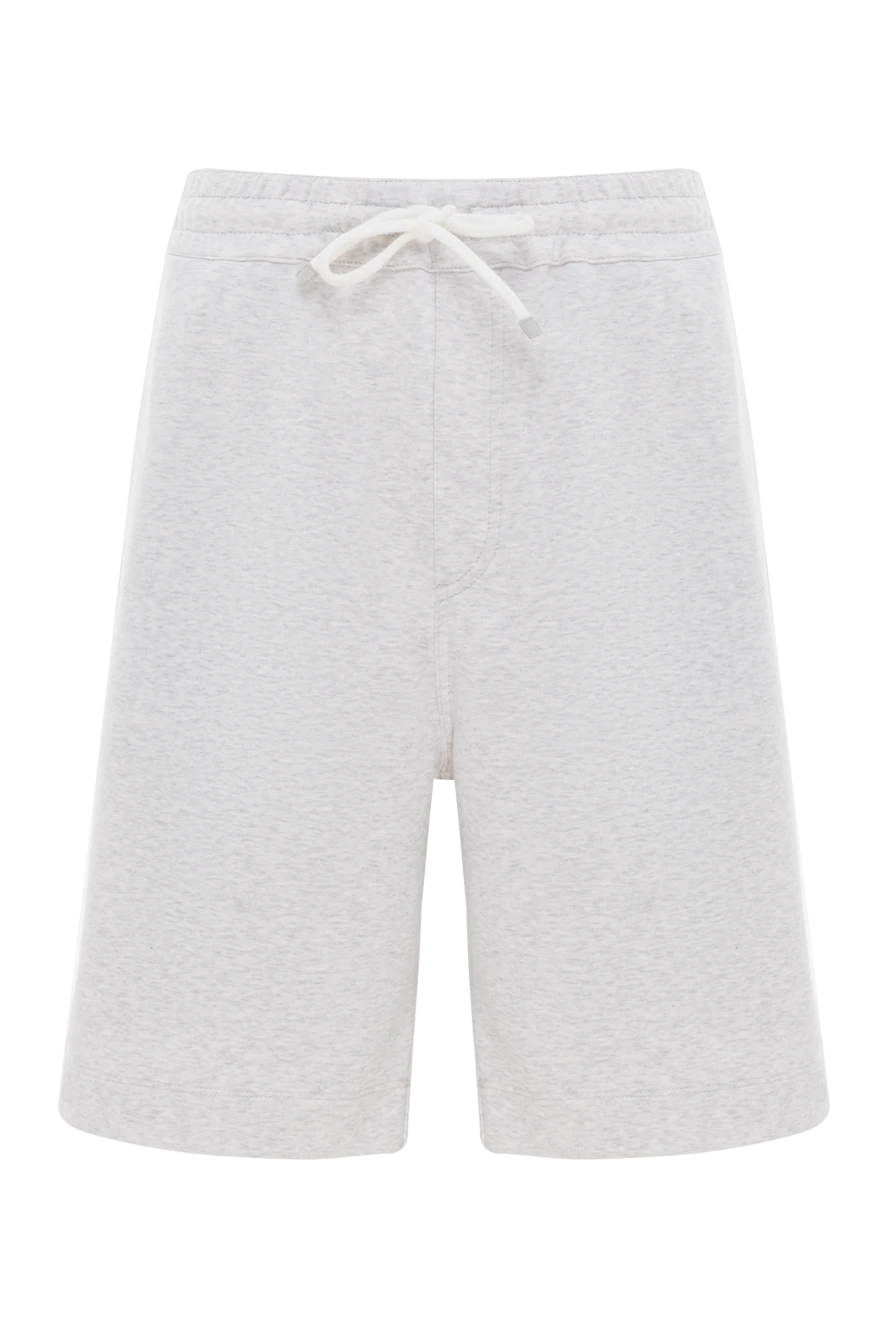 Brunello Cucinelli men's knitted bermuda shorts with drawstring in grey melange 188785 - photo 1