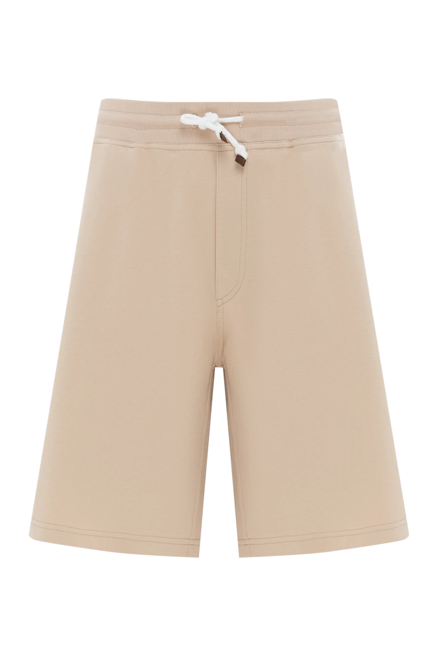 Brunello Cucinelli мужские шорты бермуды на завязке бежевого цвета из хлопка 188786 - фото 1
