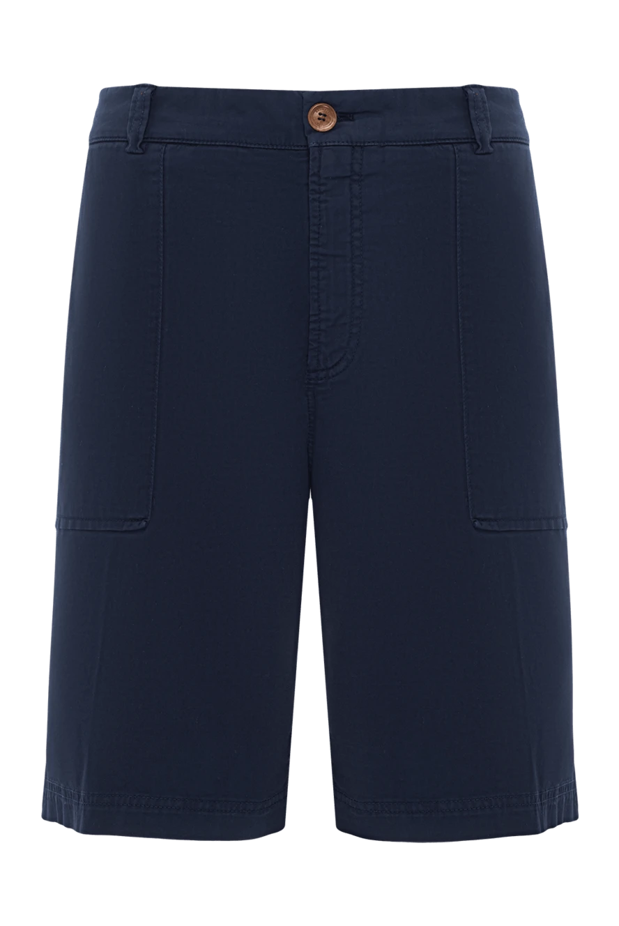 Brunello Cucinelli көк түсті түймесі бар ерлерге арналған мақта бермуд шорты 188806 - фото 1